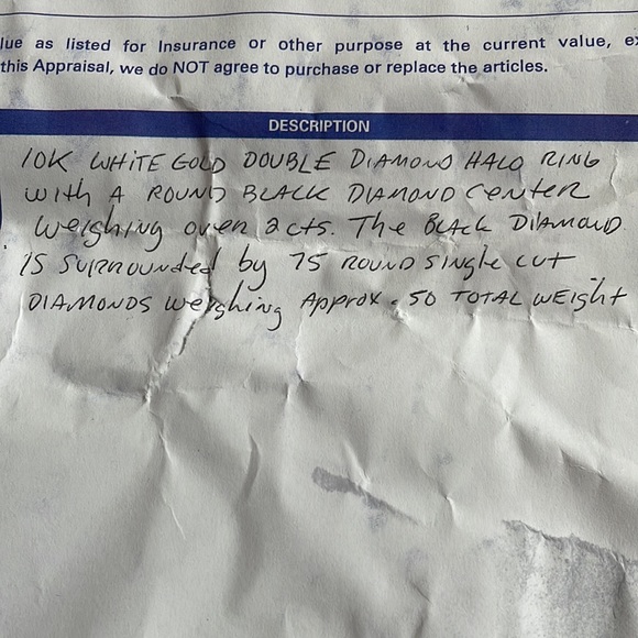 10k white gold black diamond double halo ring size 7 - Picture 5 of 5